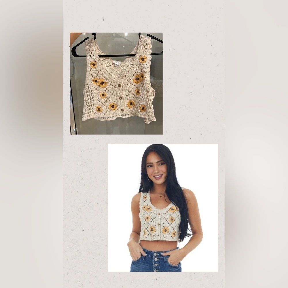 Crochet Daisy Crop Top / Small/medium